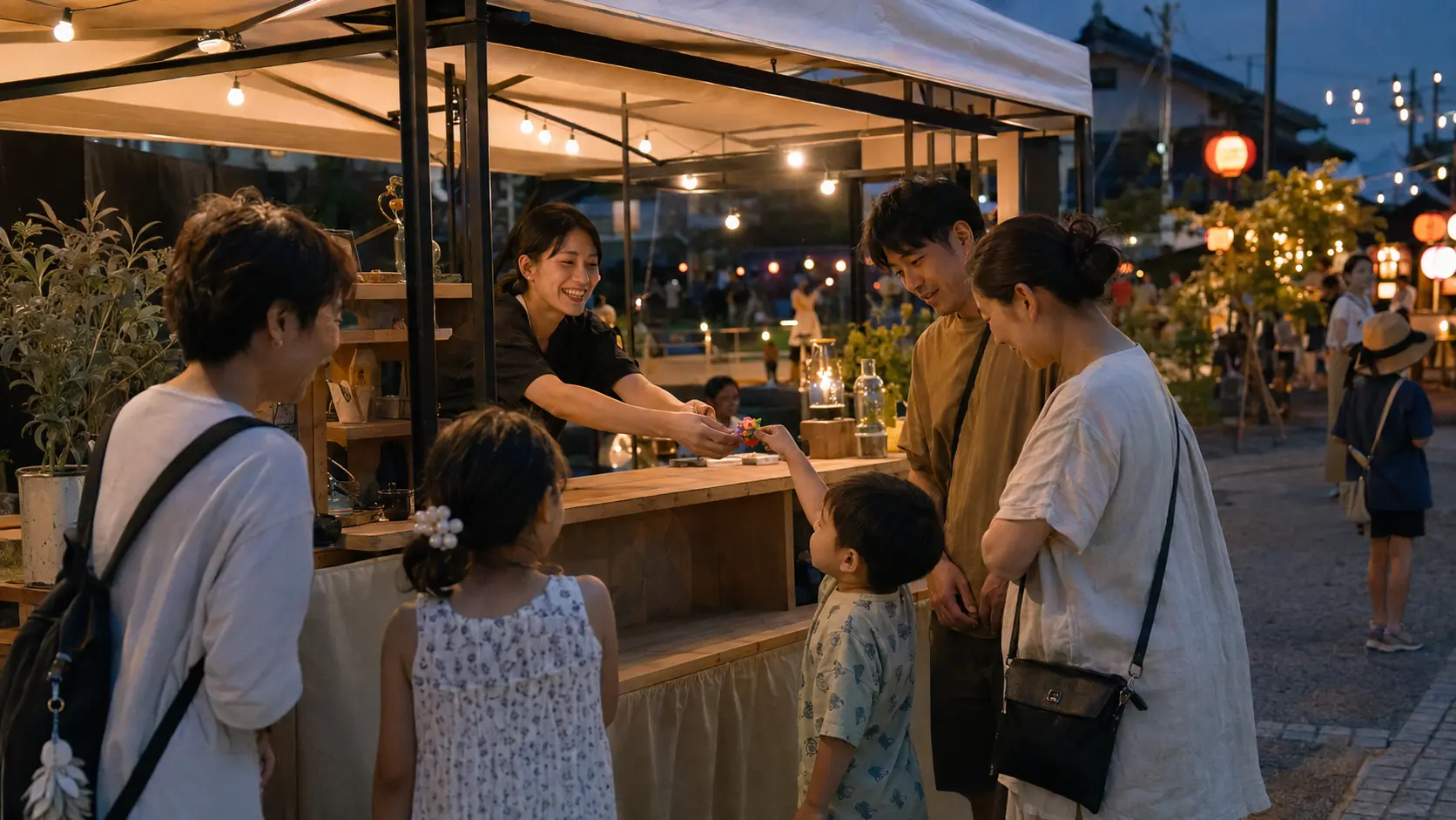 地域のお祭りで来場者と交流するFLCのスタッフ
